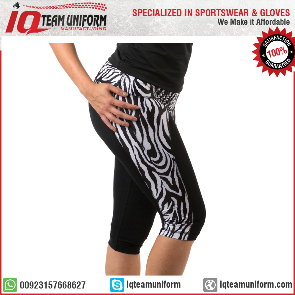 durable wholesale black capri with zebra pattern