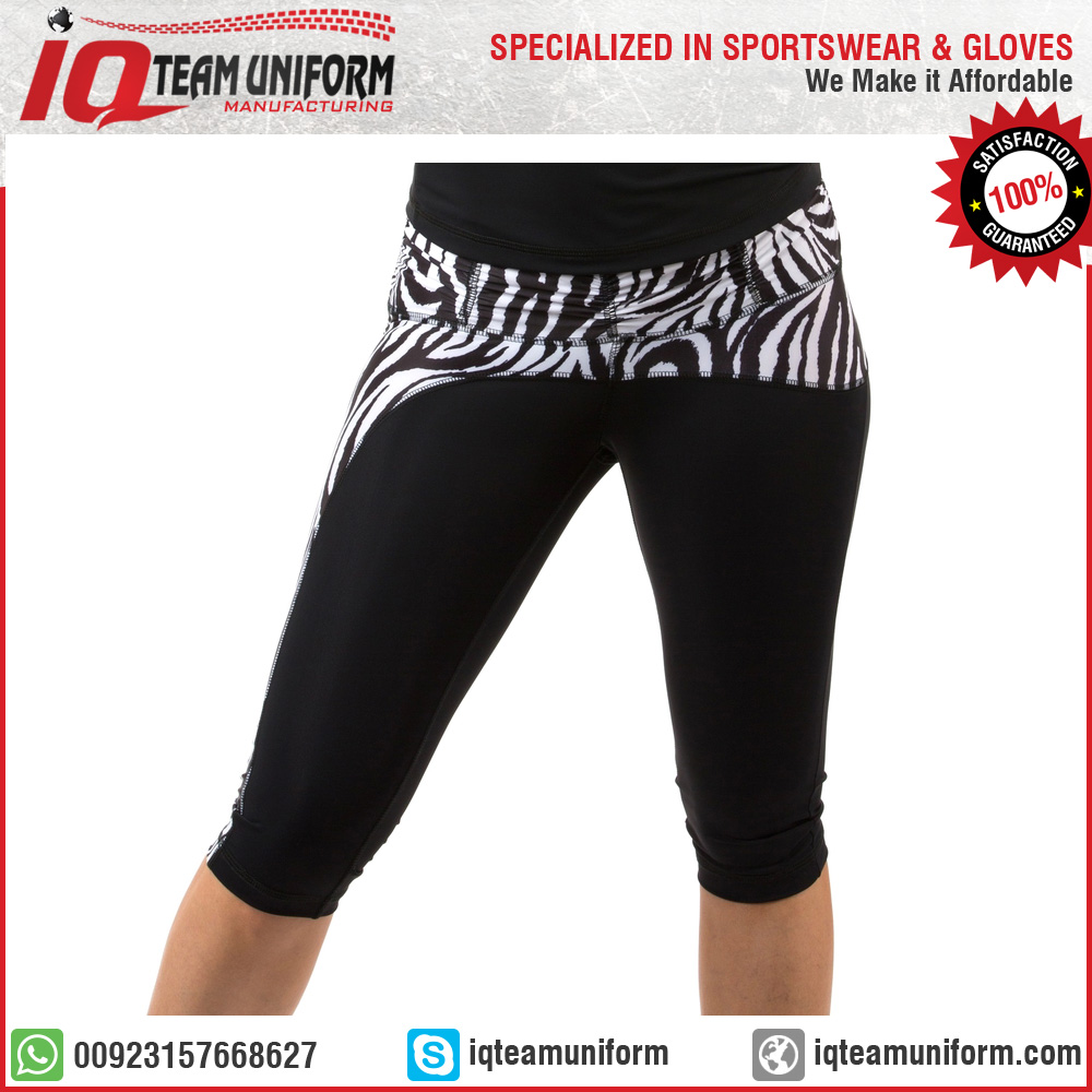 durable wholesale black capri with zebra pattern