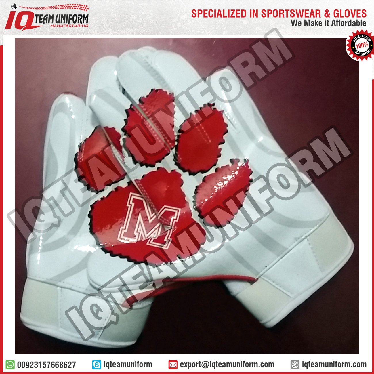 custom palm american football glove